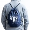 Drawstring backpack with white MUP print